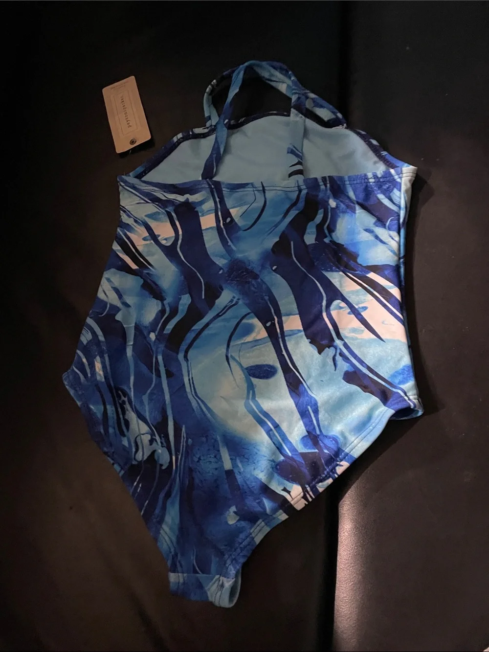 Girls Blue Marble One-Piece Swimsuit - Picture 2 of 5